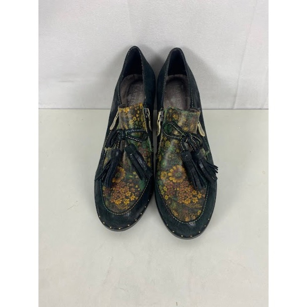 L'Artiste Spring Step Studalena Black Floral Leather Tassel Booties Size 40 - Picture 2 of 9